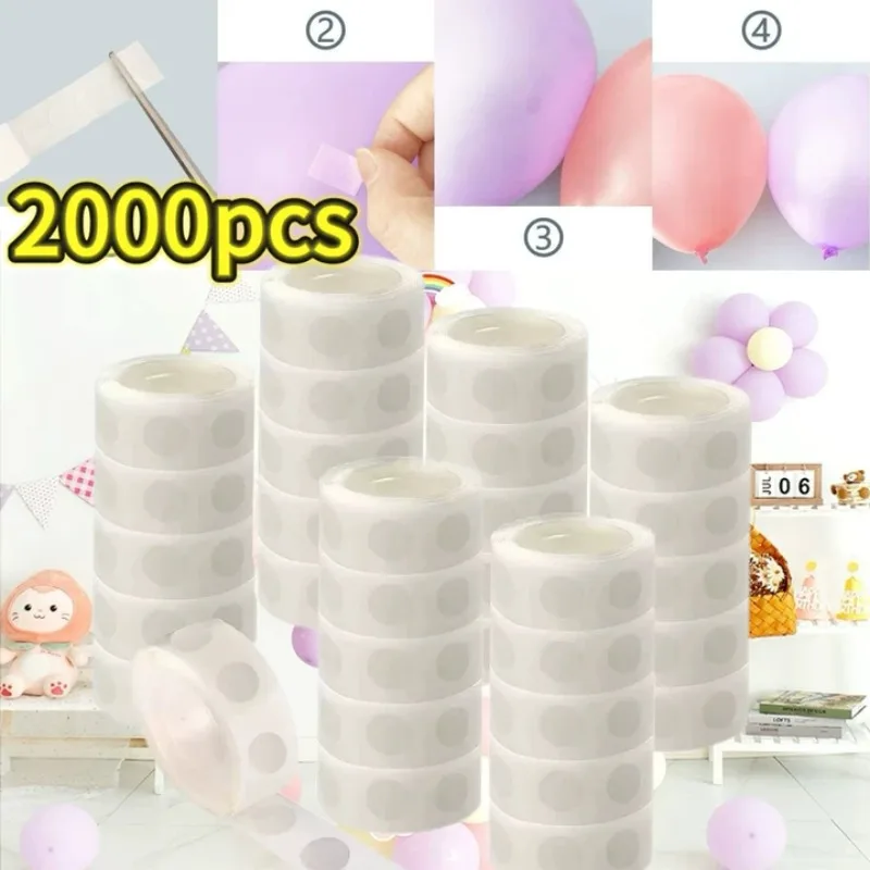 100-2000개 양면 접착 도트 투명 탈착식 풍선 접착 테이프 DIY 웨딩 생일 파티 장식용