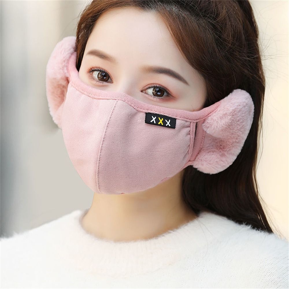 Winter Warm 2-in-1-Maske Ohrenschützer Staubdicht Kältebeständig Winddicht Ohrenwärmer Verdickte Plüsch-Baumwoll-Mundabdeckung Outdoor Radfahren