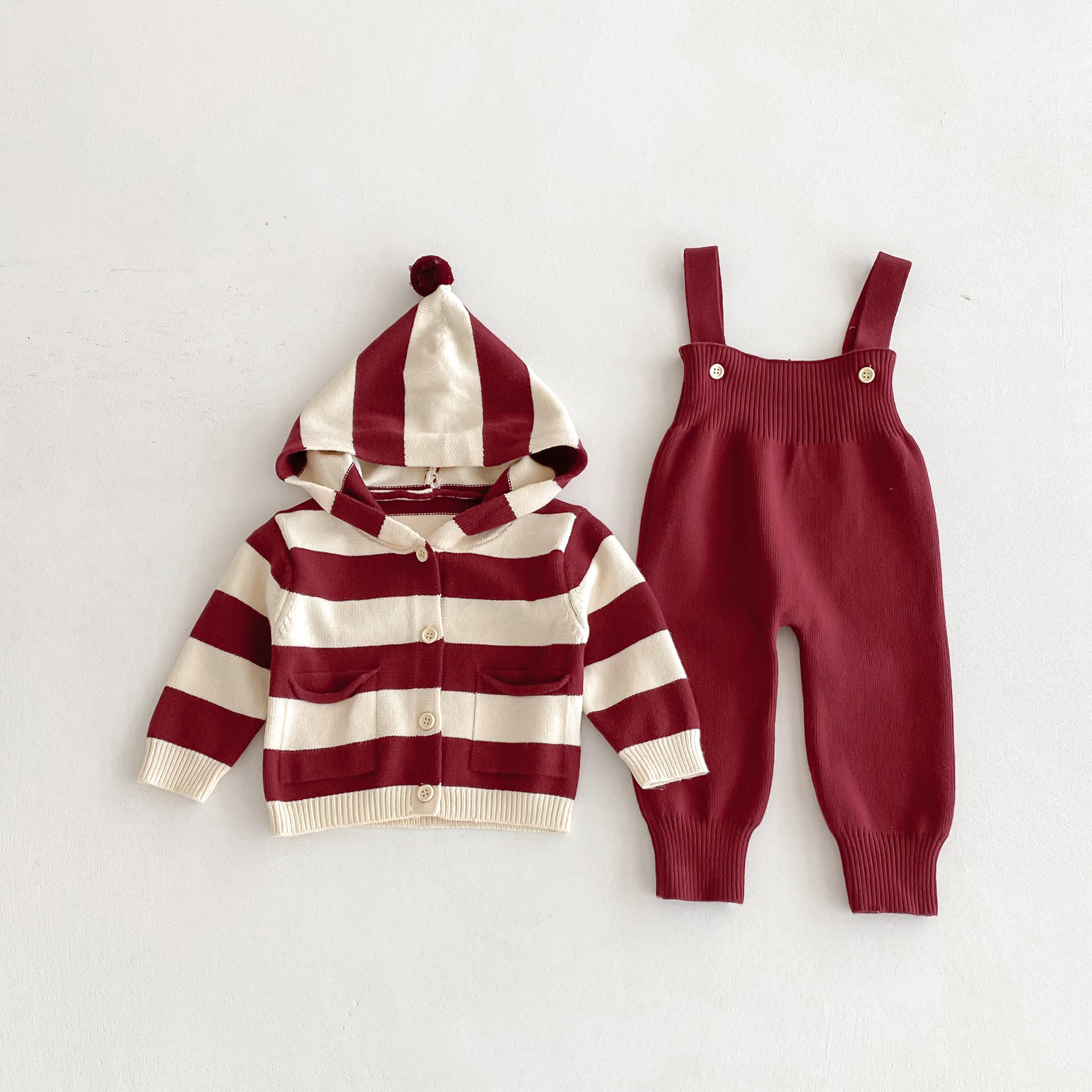 Autumn New Baby Clothing Set Infant Boys Knit Cardigans And Solid Cardigans 2PCs Sweater Suit