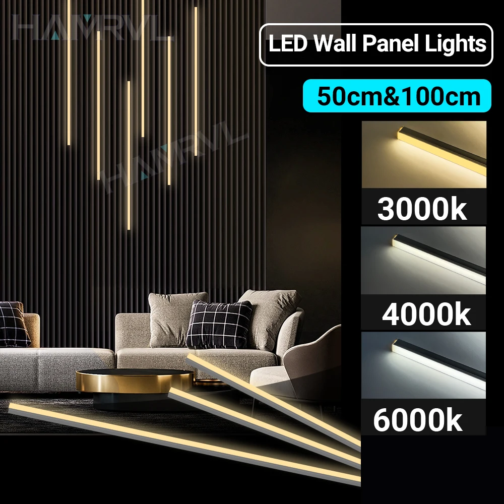 ชุดไฟ LED Touch Dimming แถบอลูมิเนียมโคมไฟ 6000K4000K3000K สําหรับไม้ Slat Wall แผงวางบันได Home Decor ตู้เสื้อผ้า