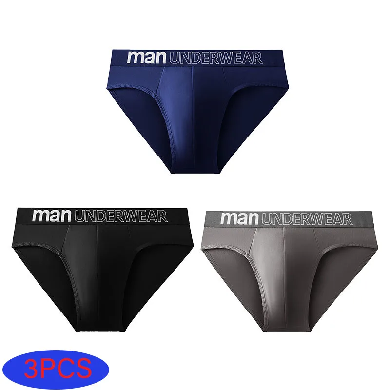 3 pçs/lote carta masculina briefs roupa interior confortável calcinha shorts sexy presentes para homem cuecas