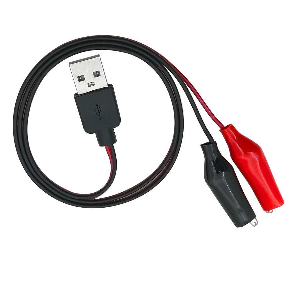 Clip de cocodrilo a USB, abrazaderas de cocodrilo a cable conector macho USB tipo A cables de prueba de cobre para probar la fuente de alimentación del circuito