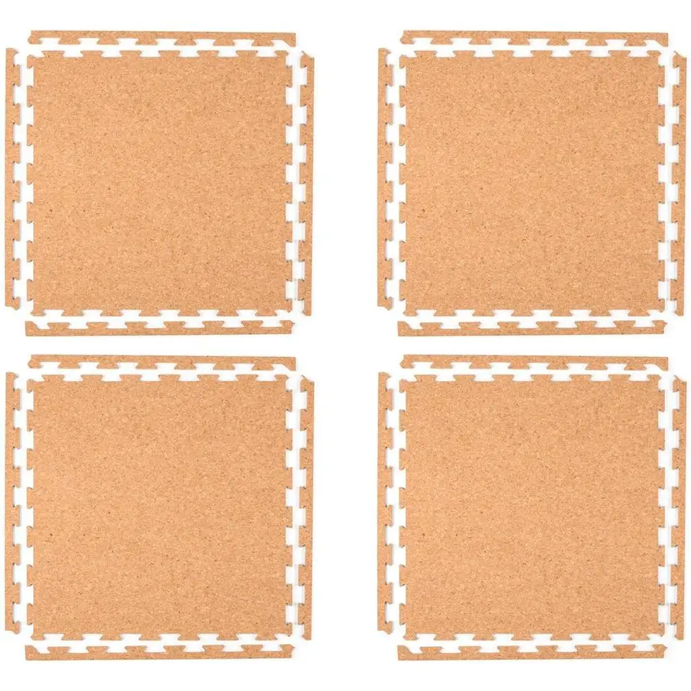 Interlocking Cork Tile Flooring Indoor Puzzle Design Slip Resistant Non-Toxic Eco-Friendly Easy Installation