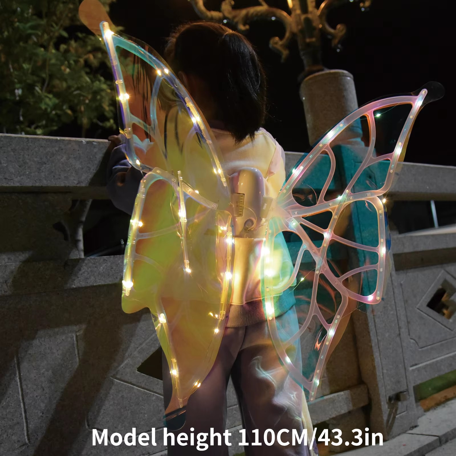 Ailes de papillon électriques, aile d'elfe mobile avec lumière et musique, ailes de fée pour filles, ailes de papillon lumineuses, accessoire de scène de danse