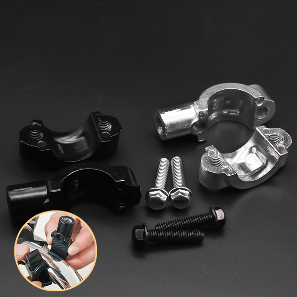 2PCS Motorrad Zubehör Schwarz Silber Spiegel Halterung Clamp Rückspiegel Halter Größe 22mm 10mm 8mm 10mm 25mm