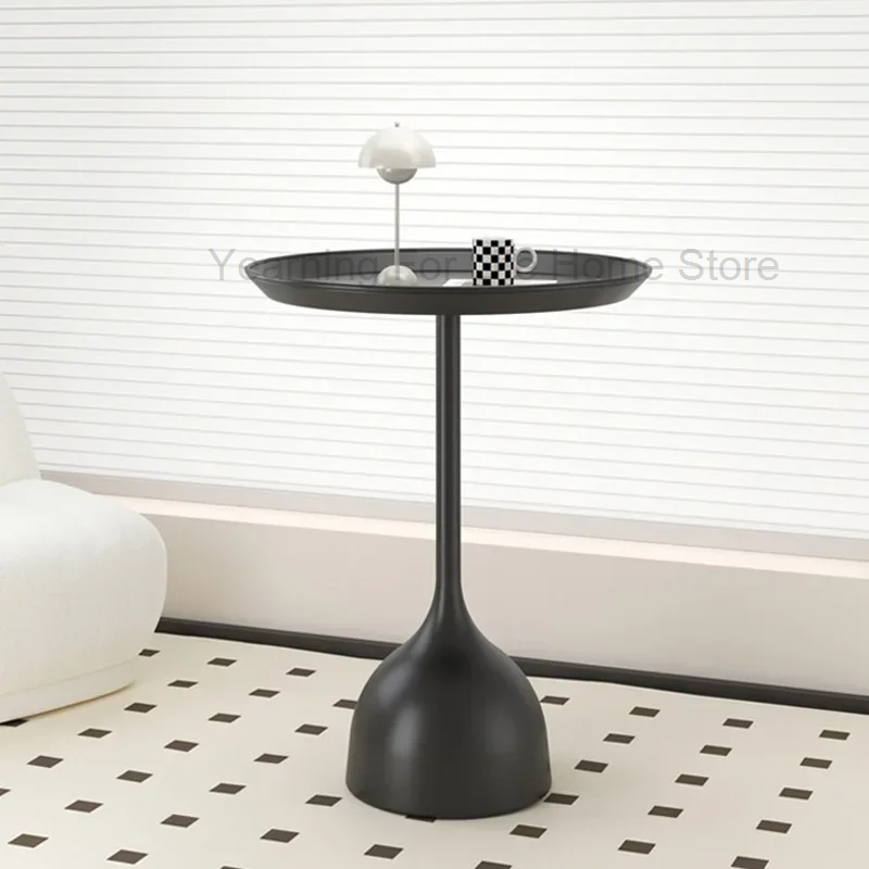 รอบสีดําน่ารักกาแฟตารางโลหะโมเดิร์น Minimalist หรูหรากาแฟตารางขนาดเล็กต่ํา Muebles Para El Hogar เฟอร์นิเจอร์ห้องนั่งเล่น