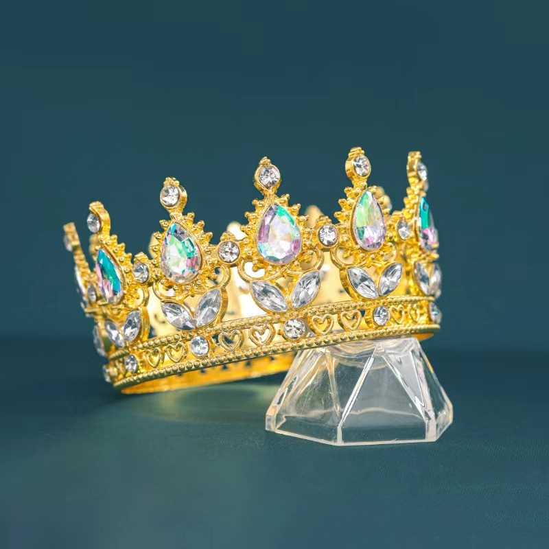 Tiaras e coroas redondas de ouro barroco vintage para mulheres noiva cristal strass acessórios para cabelo de casamento