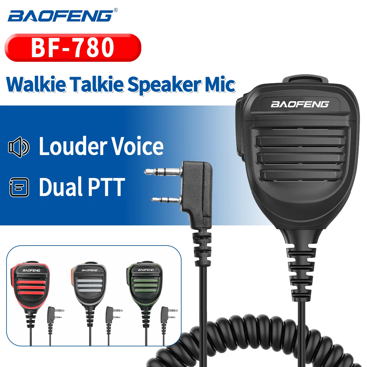 Baofeng Walkie Talkie Mikrofon z głośnikiem Wodoodporny podwójny mikrofon ręczny PTT do radia dwukierunkowego UV5R UV-21 Pro QuanSheng UV-K6 UV-K5
