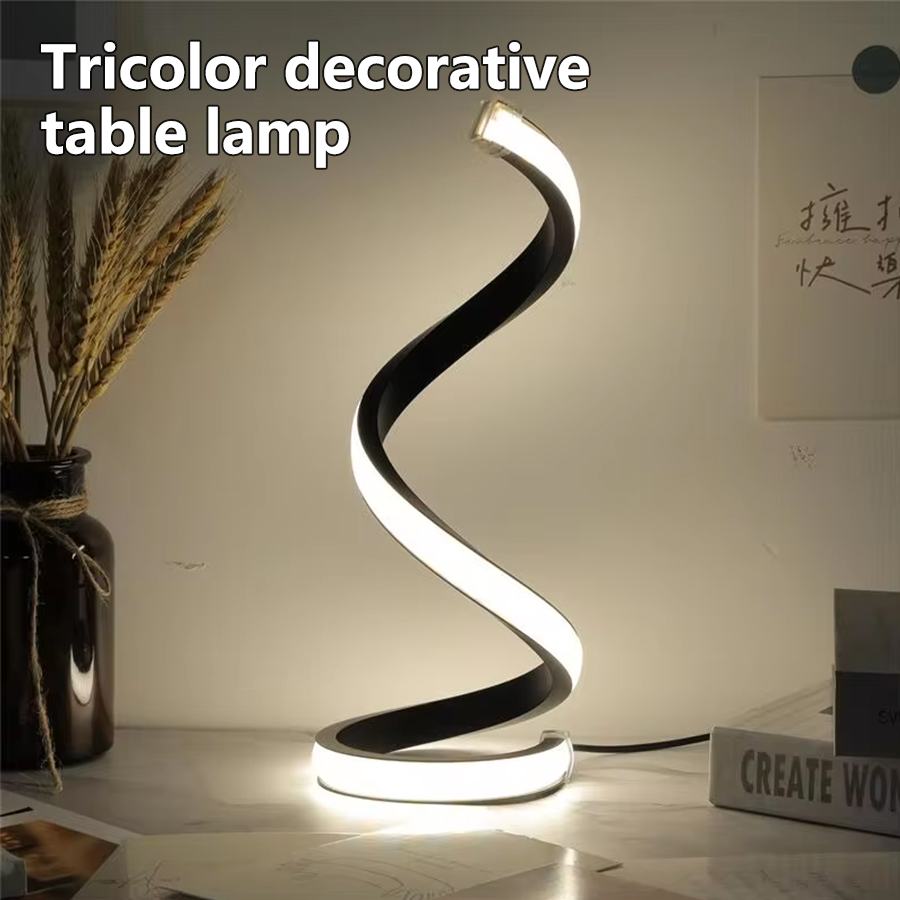 Branco rgb conduziu a lâmpada de mesa regulável usb luz da noite espiral cobra mesa leitura livro luz escritório quarto decoração botão interruptor