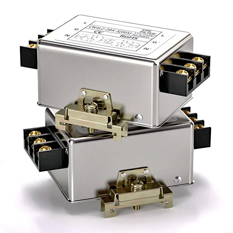 Single-phase power filter CW4l2-S (005) 3A to 40A Bipolar guide terminal block 220v AC EMI power supply anti-interference