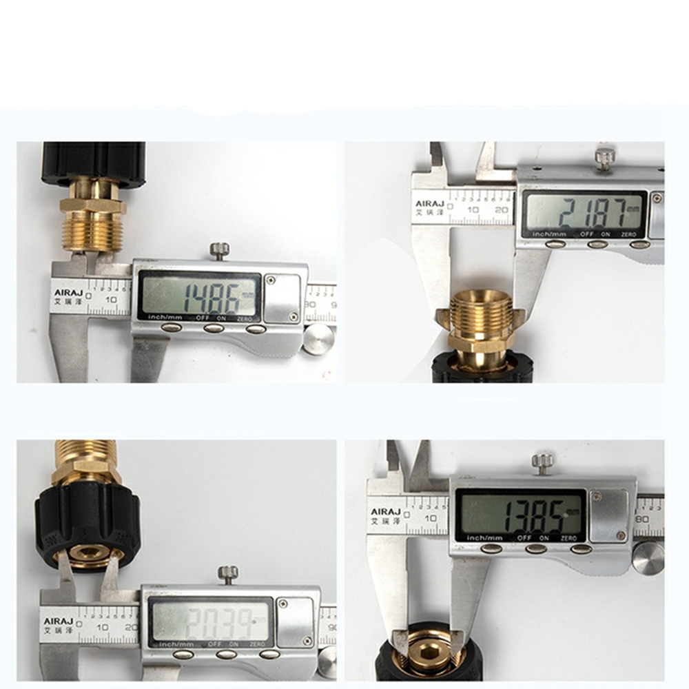 M22 14 to 3/8 and 1/4 Inch High Pressure Washer Converter Internal and External Threads Connect To High Pressure Hose Water Gun
