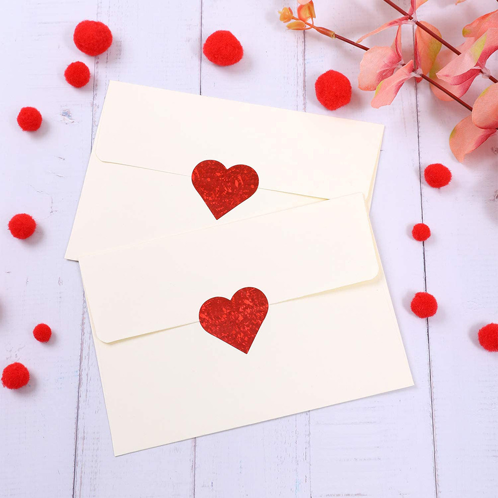 100–500 Stück glitzernde Herz-Aufkleber, rote Liebe, Scrapbooking, selbstklebende Aufkleber für Valentinstag, Hochzeit, Dekoration, Schreibwaren-Aufkleber