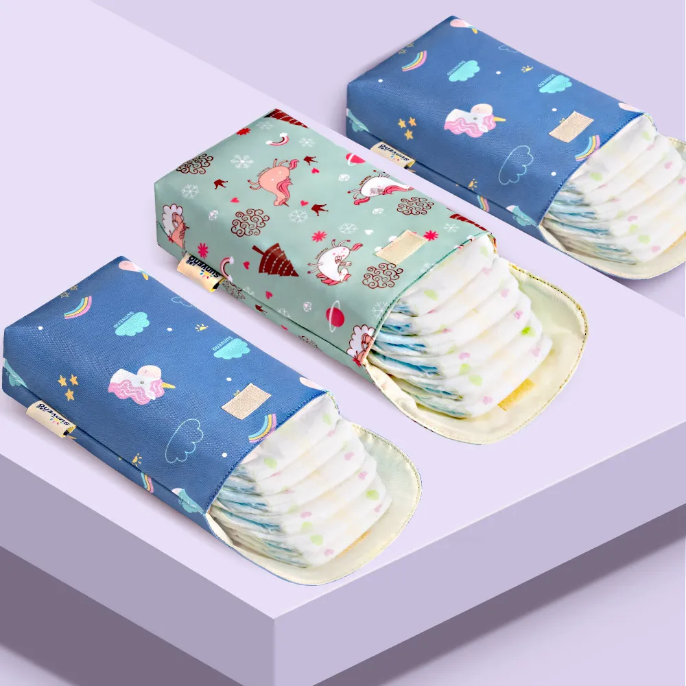 Sunveno กระเป๋าใส่ผ้าอ้อมเด็ก Organizer Reusable กันน้ำเปียก/ผ้าแห้งกระเป๋า Mummy Storage กระเป๋าผ้าอ้อมสำหรับผ้าอ้อมเสื้อผ้า