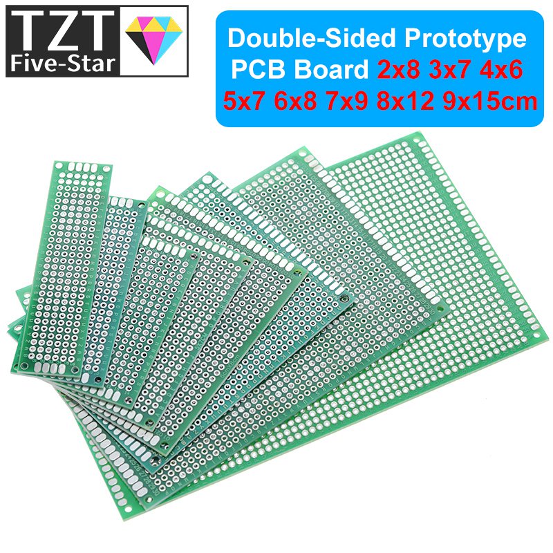 TZT 9x15 8x12 7x9 6x8 5x7 4x6 3x7 2x8 cm Double Side Prototype Diy Universal Circuit Board Protoboard For Electronic ComponentS