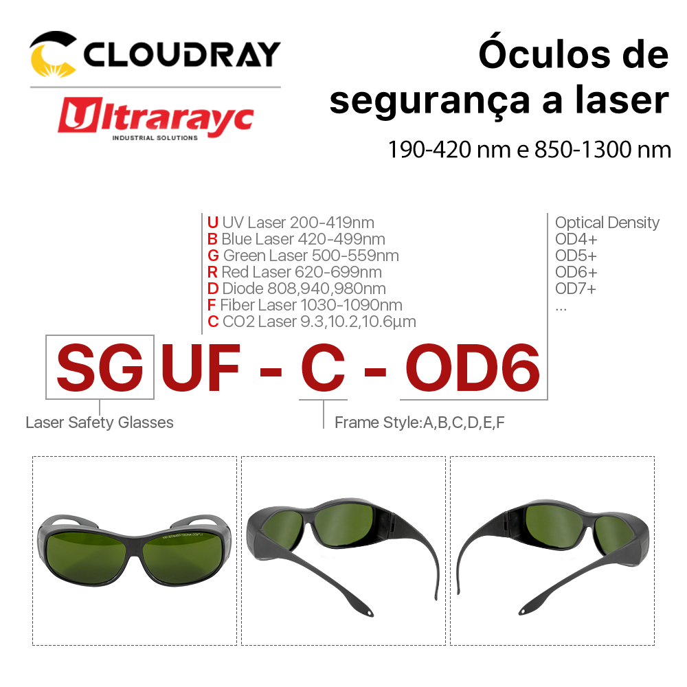 Ultrarayc 1064nm óculos de segurança a laser óculos de proteção escudo estilo c 850nm-1300nm para yag dpss laser de fibra