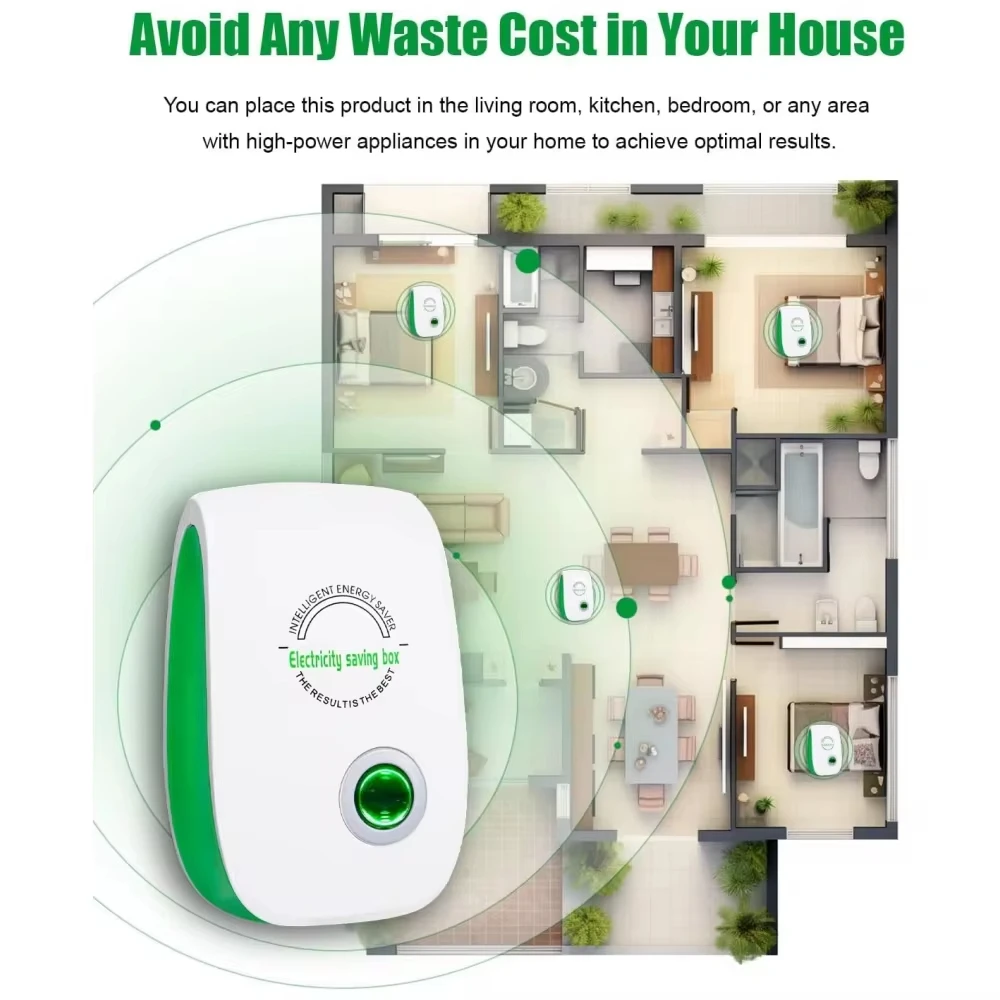กล่องประหยัดไฟ US/EU อะแดปเตอร์อุปกรณ์ประหยัดพลังงานอัจฉริยะ Smart Power Saver ลดต้นทุนโฮมออฟฟิศ