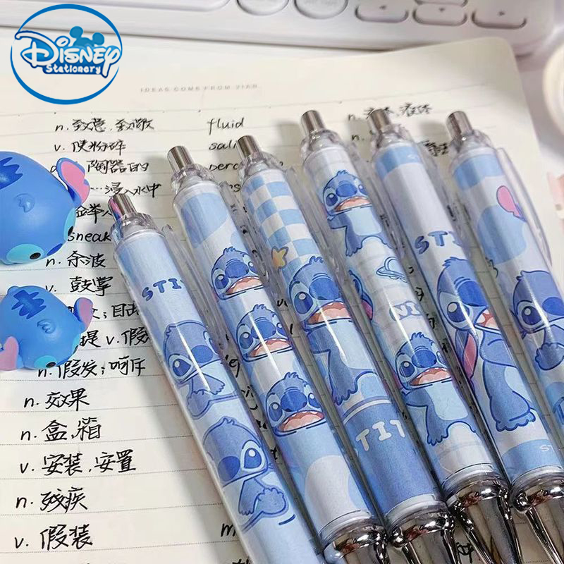 Disney 5 sztuk długopis żelowy Cartoonstitch0,5 brak atramentu długopis do podpisu biuro szkolne artykuły do ​​pisania artykuły papiernicze dzieci Festivalgift