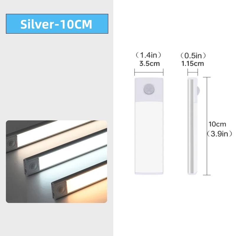 キャビネットライト USB 充電式モーションセンサー Led 3 色 1 ランプキッチンワードローブ屋内照明 10/20/30/40/50 センチメートル