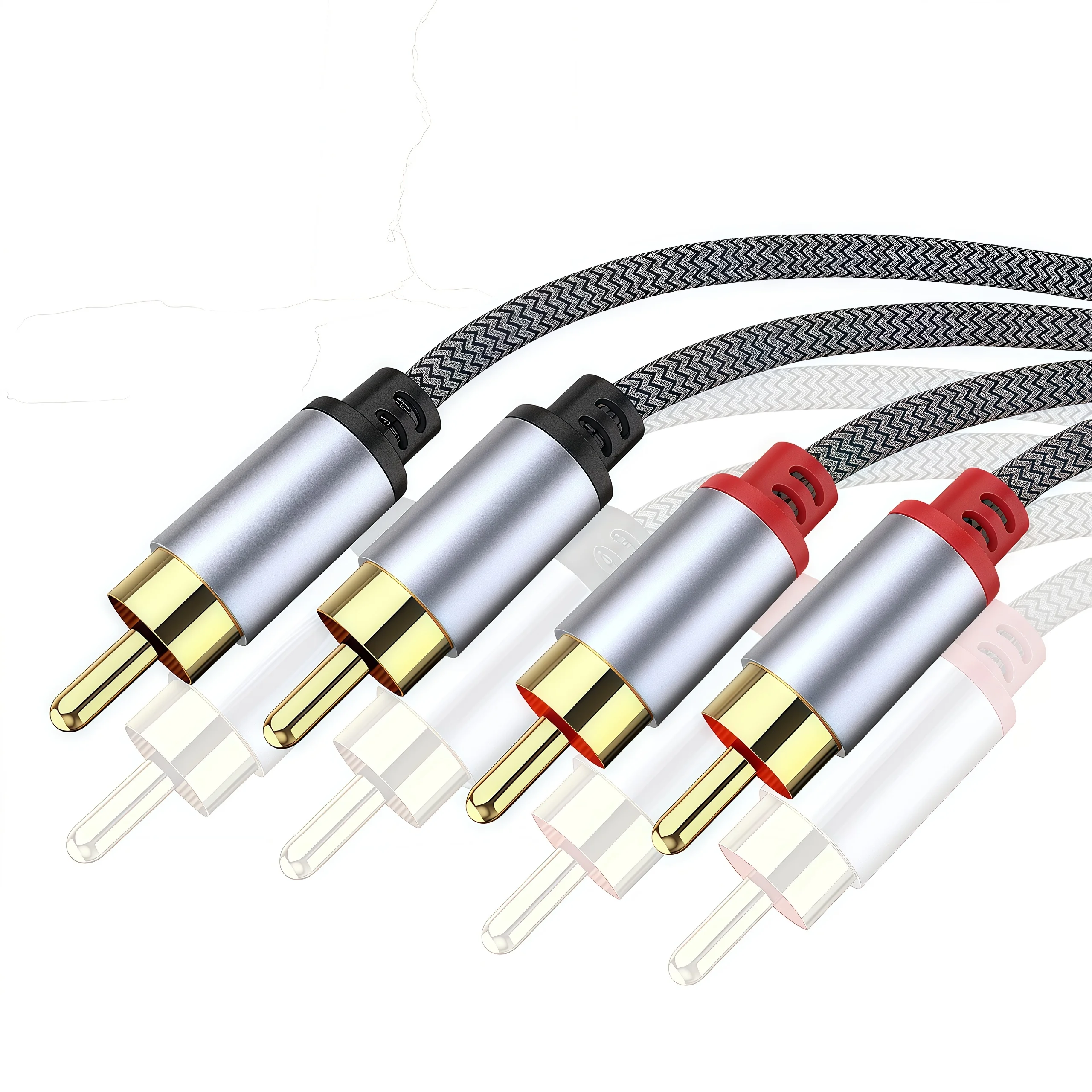 2 cabos estéreo rca para 2 rca macho para macho cabo aux jack para home theater hdtv tv dvd caixa de alto-falante amplificador de potência cabo rca