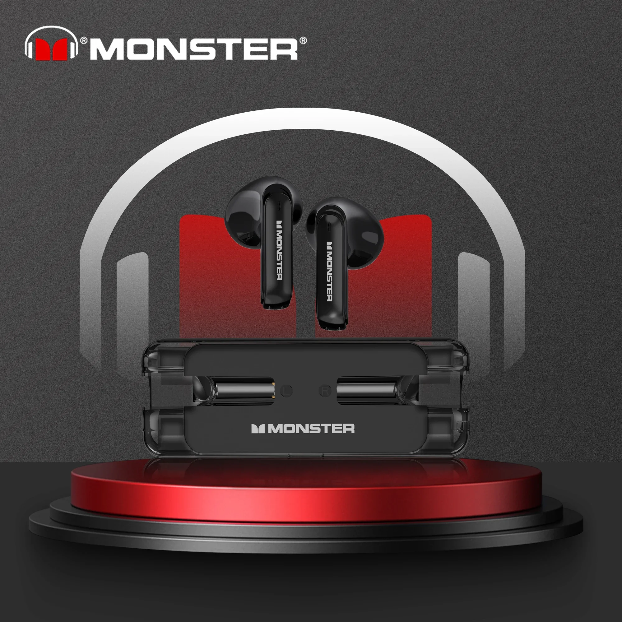 Monster XKT08 이어폰 Bluetooth 5.3 Ture 무선 이어 버드 낮은 대기 시간 소음 감소 헤드폰 마이크가있는 게임용 스포츠 헤드셋