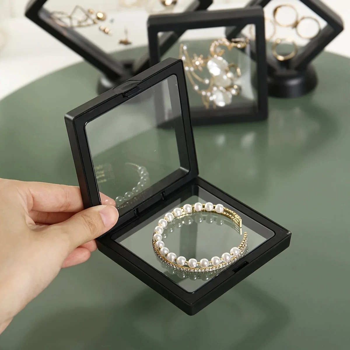 Transparent floating display box, plastic film jewelry packaging box, jewelry, necklace, ring, and collectible storage box 4-10