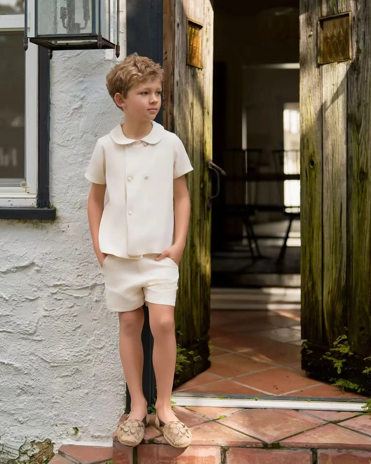 AS リネン刺繍コレクション 25SS ファミリーマッチ服セット女の子リネンドレス男の子シャツとショートパンツ