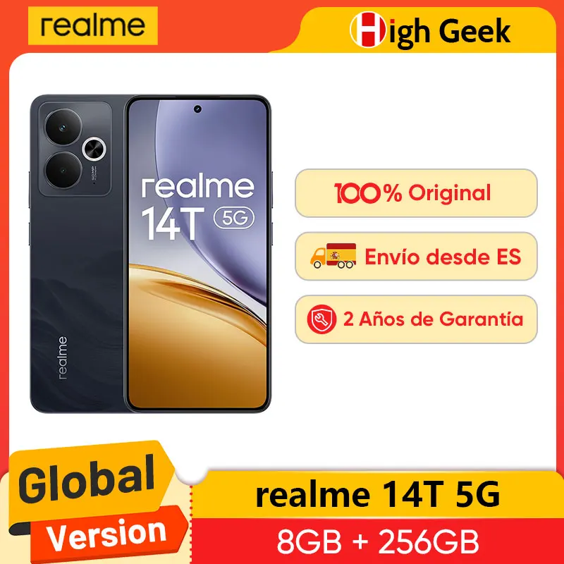 Versione globale realme 14T 5G Smartphone MediaTek Dimensity 6300 Display OLED da 6,67” Batteria 6000mAh Next AI Resistenza all'acqua IP69