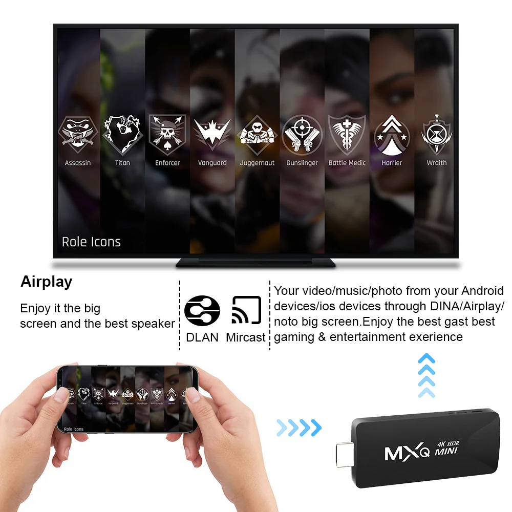 MXQMini TV Stick Android 10 Quad Core 4K HD Play Store 2,4G Wifi Smart TV Box Android H.265 Media Player Set Top Box