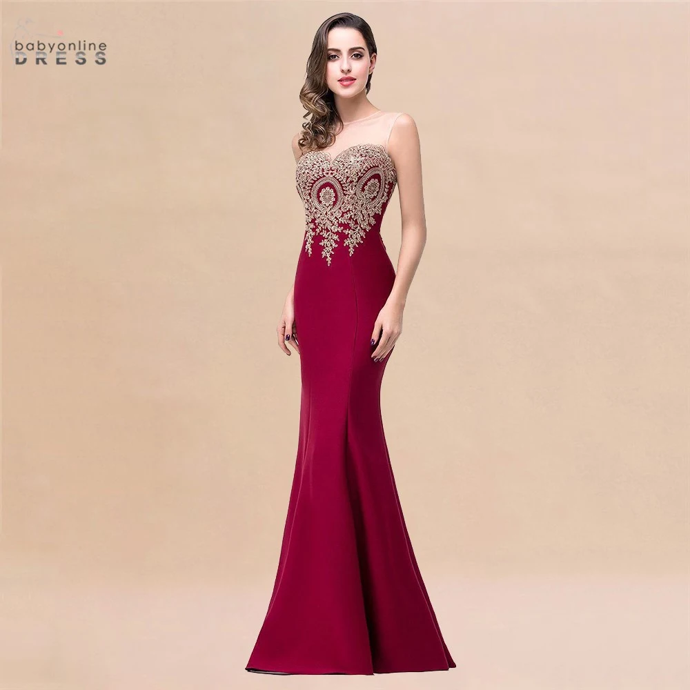 Elegante Meerjungfrau Abendkleid Frauen Goldene Applikationen Spitze Königsblau Schatz Illusion Hochzeit Party Prom Kleider Robe de Soiree