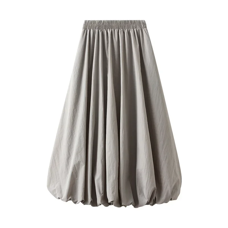 Novedad de verano, faldas ajustadas de cintura alta con forma de moño de flores, falda holgada con farol para mujer, falda larga por debajo de la rodilla de moda coreana, falda elegante para mujer