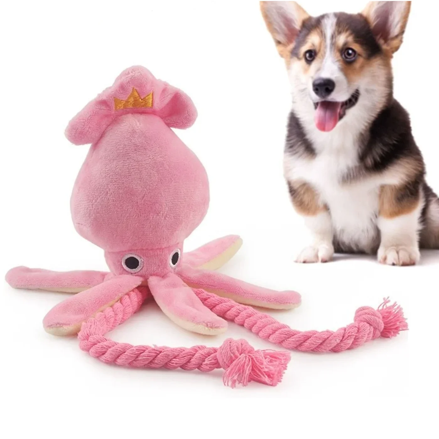 Inktvis Puppy Hond Kauwen Voor Mooie Roze Tanden Reinigen Huisdier Speelgoed Octopus Knuffels Levert BB Kleine Schattige Touw Speelgoed Hond Piepen