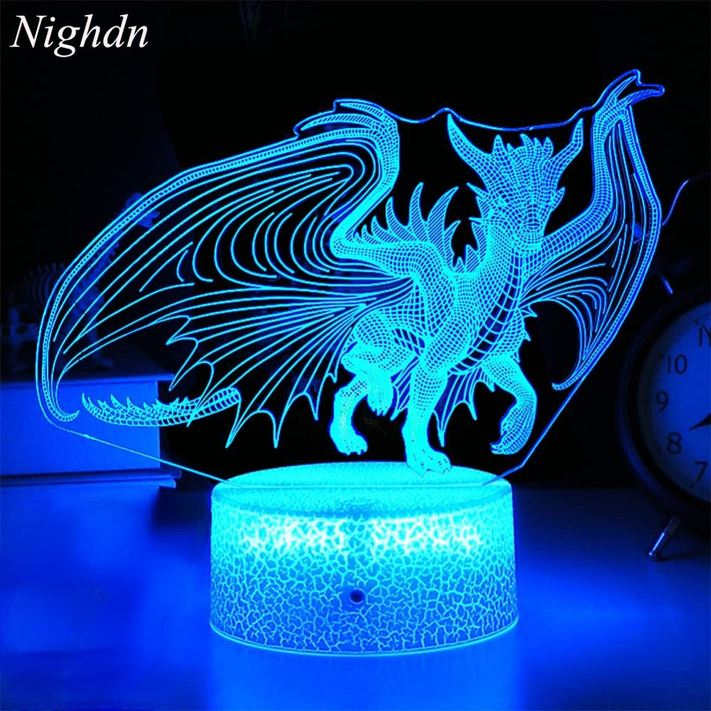 Drachen Nachtlicht Acryl LED USB Tisch Nachttischlampe Geburtstagsgeschenke Weihnachtsgeschenk für Jungen Baby Schlaflichter Raumdekoration