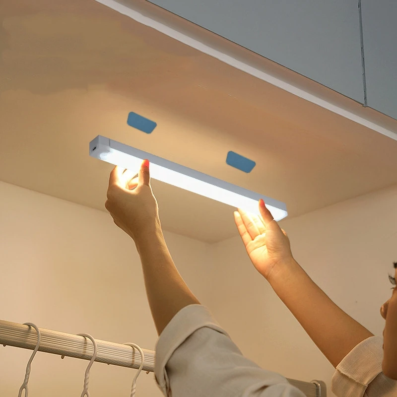 ไร้สาย USB ชาร์จ Motion Sensor LED Bar Light Induction Night Light แบบพกพาไร้สายแม่เหล็กตู้โคมไฟสําหรับห้องครัว