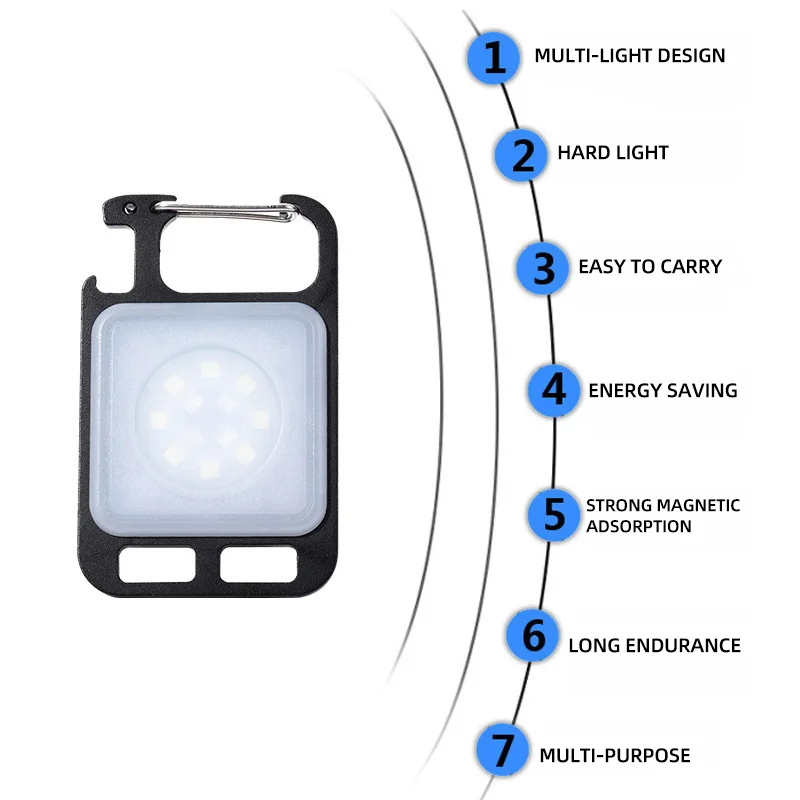 懐中電灯ミニ作業 LED ライト充電式ランプポケット COB キーホルダーポータブル懐中電灯屋外キャンプ小型ライトコークスクリュー