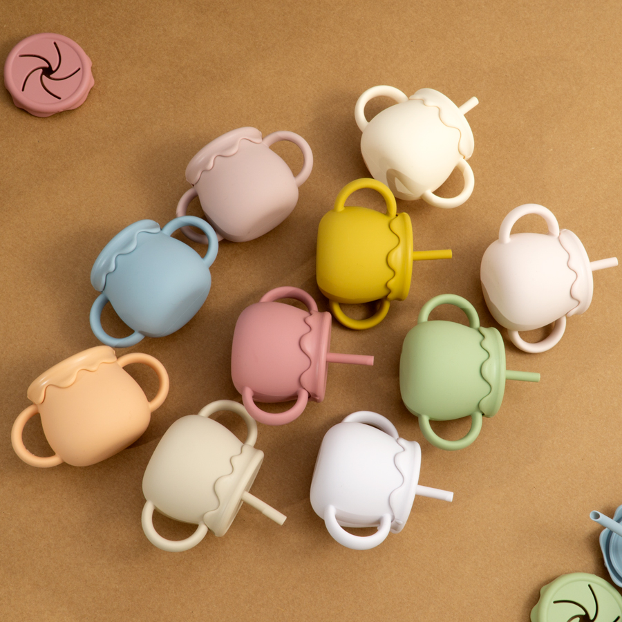 ถ้วยให้อาหารเด็กแบบพกพา Drinkware ถ้วย Sippy Solid อาหารถ้วยขนมเด็กวัยหัดเดินการเรียนรู้ถ้วยทารกแรกเกิดอุปกรณ์