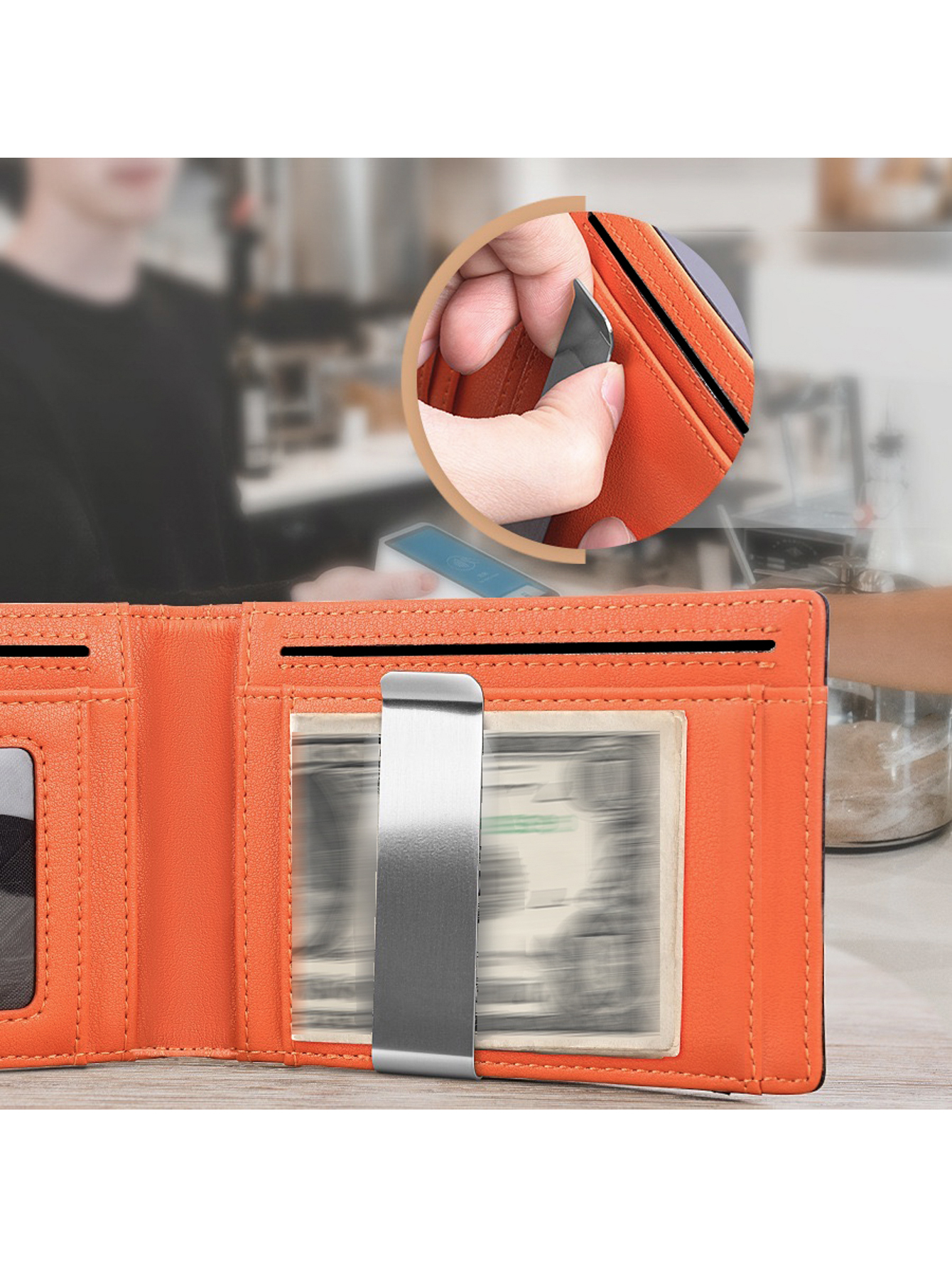 Nuovo portafoglio porta carte di credito da uomo in microfibra semplice in fibra di carbonio