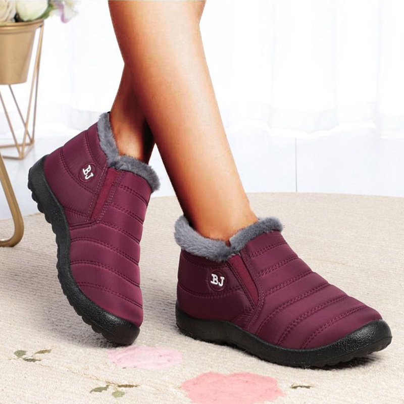 Botas de nieve para Mujer, zapatos suaves, Botas gruesas de talla grande, botines de piel para Mujer, nuevos zapatos para parejas, Botas de invierno con plataforma para Mujer