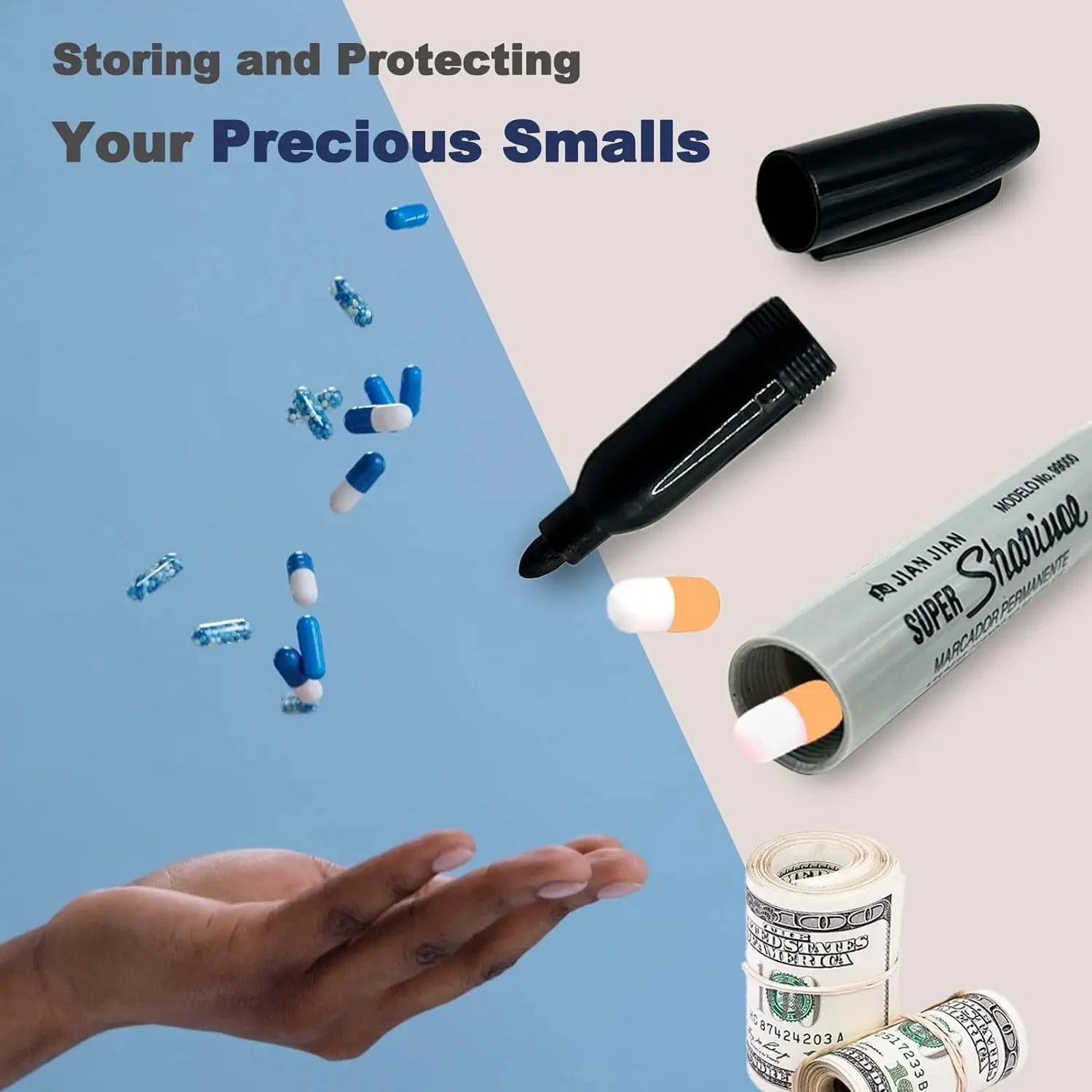 Creatieve nep rood zwart markeerstift verborgen compartiment zicht afleiding veilig voor thuiskantoor verbergen ketting geld kleine waardevolle spullen