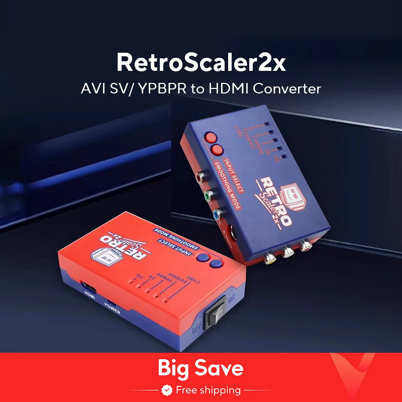 RetroScaler2x AV to HDMI-compatible Converter and Line-doubler For Retro Game Consoles PS2 N64 NES Dreamcast Saturn MD1 MD2
