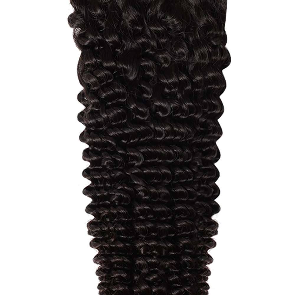 ブラジルの深い巻き毛のレース留め,透明な人間の髪の毛,スイスのレース,肌を溶かす,小さな結び目,5x5