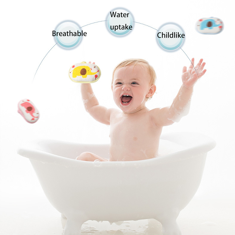 Cute Kids Baby Cotton Shower Bath Sponge Rub Cartoon elephant Body Wash Towel Infant Toddle Newborn Bath Brushes Soft Sponge