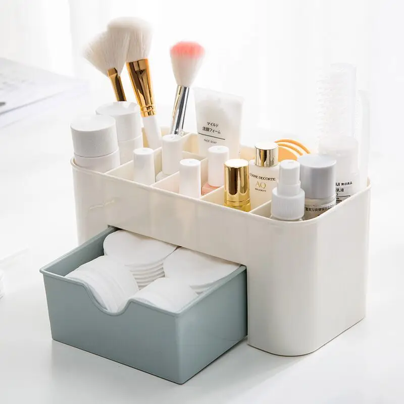 แต่งหน้าจัดเก็บกล่องลิ้นชักผ้าฝ้าย Swab Stick Storage Case ลิปสติก Organizer ผู้ถือแปรงแต่งหน้าอะคริลิคพลาสติก