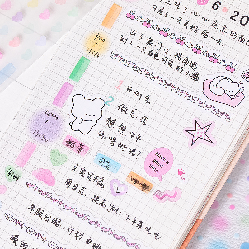 Mr. กระดาษ4รูปแบบ200เซนติเมตรต่อม้วนเทปสติกเกอร์สัตว์เลี้ยงเคสโทรศัพท์ DIY วัสดุสติ๊กเกอร์เทปน้อยน่ารักทำด้วยมือ