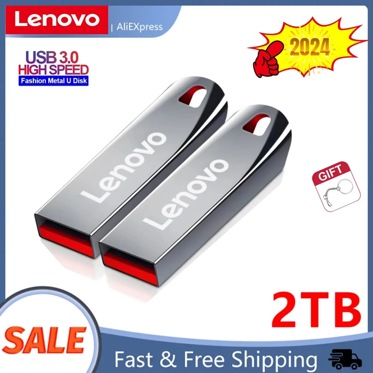 Lenovo-unidades Flash USB 3,0 de 2TB, Pendrive de alta velocidad, 1TB, 512GB, 256GB, unidad Usb portátil, resistente al agua, Memoria U, unidad de bolígrafo de disco para PC