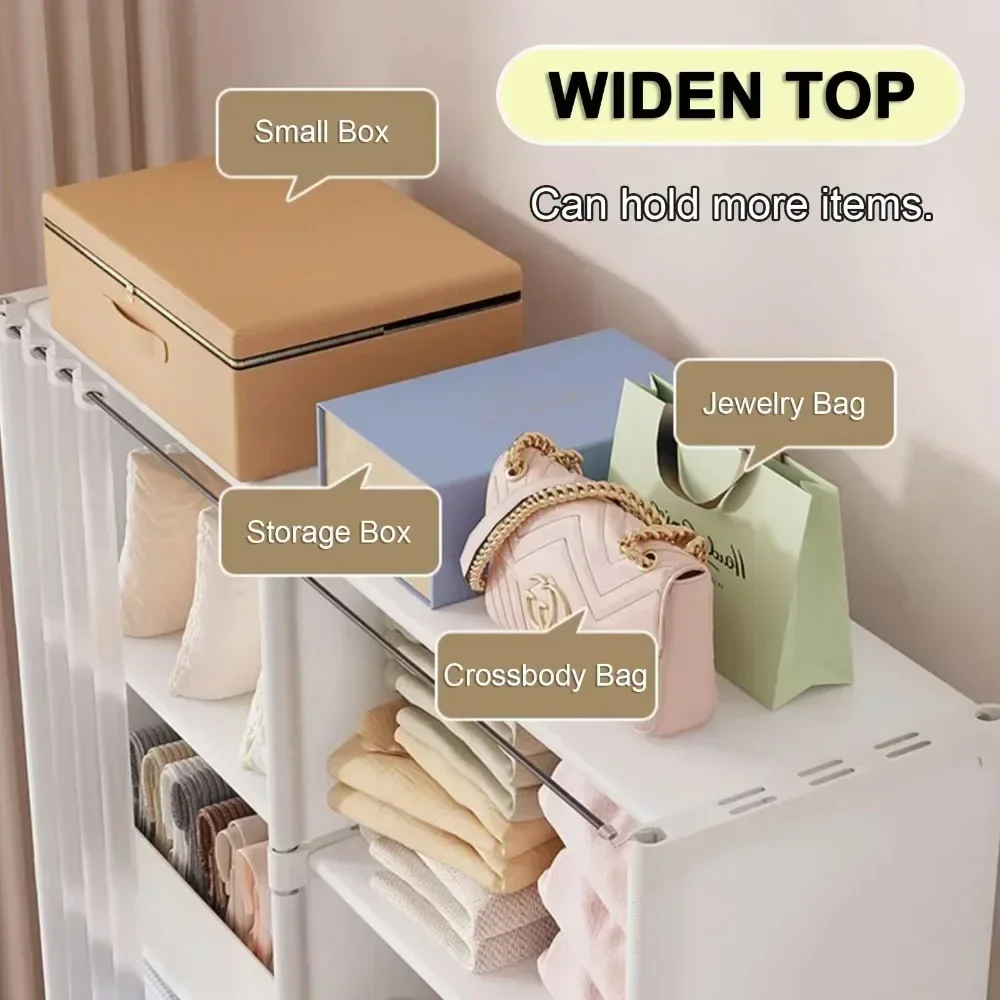 ตู้เสื้อผ้ากันฝุ่น Multi-Layer Storage Rack พร้อมผ้าม่าน Simple ชั้นวางหนังสือห้องนอนตู้เสื้อผ้าขนาดใหญ่ความจุ Fcloset Organizer