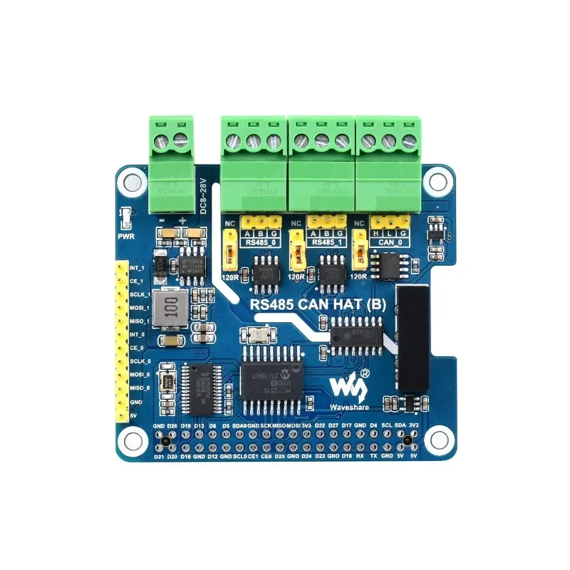 Изолированная плата расширения RS485 CAN HAT (B) CAN для Raspberry Pi 2-Ch RS485 и 1-Ch CAN Multi Protections