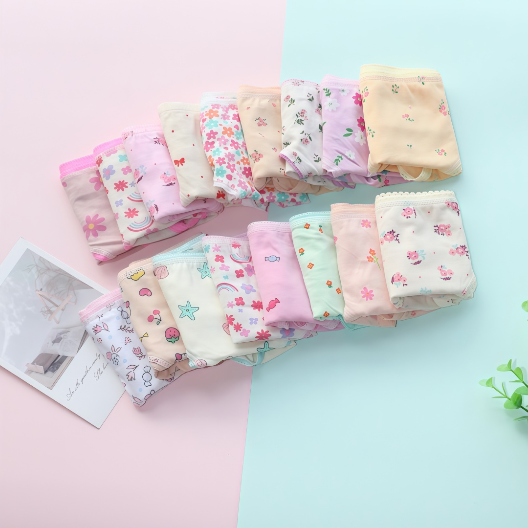 12pcs/Lot Baby Underwear Kids Panties Briefs Girls Underpants 2-12Years