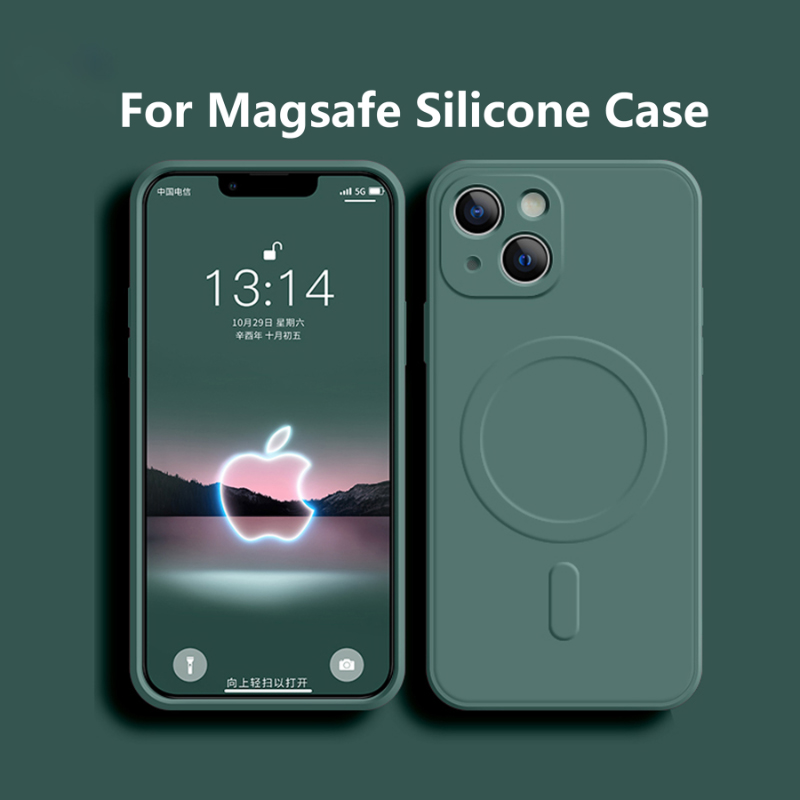 Magsafe Magnetisch Draadloos Opladen Zachte Vloeibare Siliconen Telefoon Case Voor IPhone 16 Pro Max 14 13 12 11 15 Pro Max Mini Achterkant