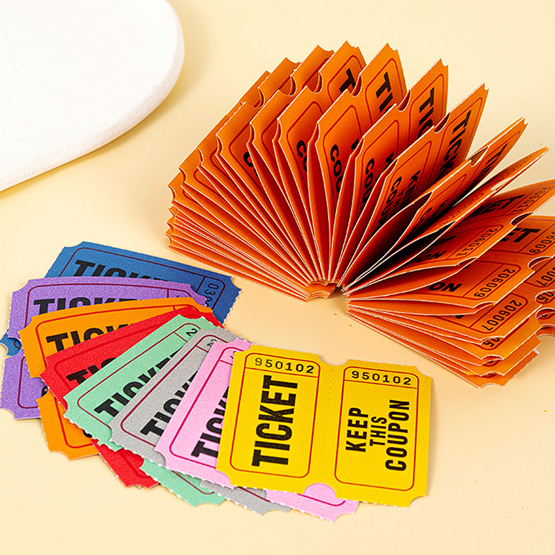 100 unidades de billetes de sorteo de lotería para conciertos, entrada universal de rifa, eventos de papel