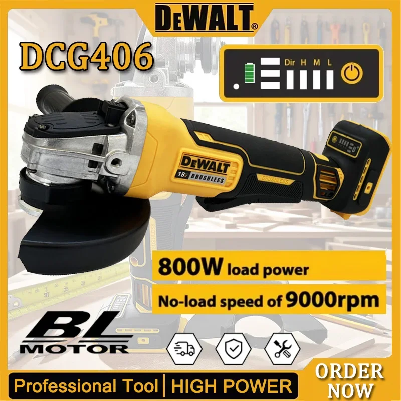 Dewalt-amoladora angular sin escobillas DCG406, 125MM, 9000RPM, cortadora inalámbrica, pulidora de impacto, herramienta eléctrica recargable de 20V